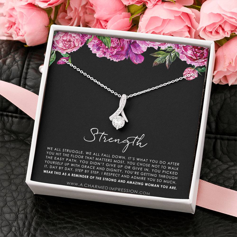 Strength Necklace, Infertility Miscarry Gift, Depression, Mental Health, Fertility Wish, Cancer Survivor Necklace, Breast Cancer Survivor