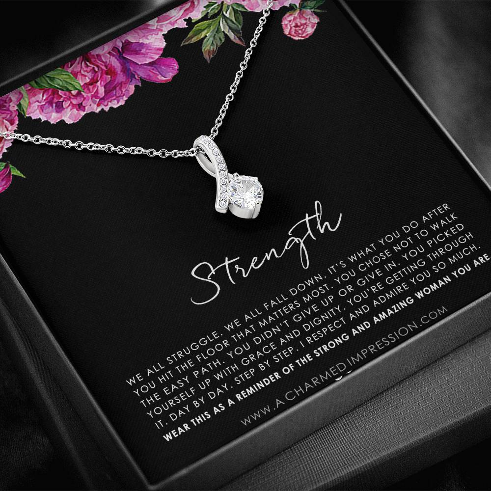 Strength Necklace, Infertility Miscarry Gift, Depression, Mental Health, Fertility Wish, Cancer Survivor Necklace, Breast Cancer Survivor