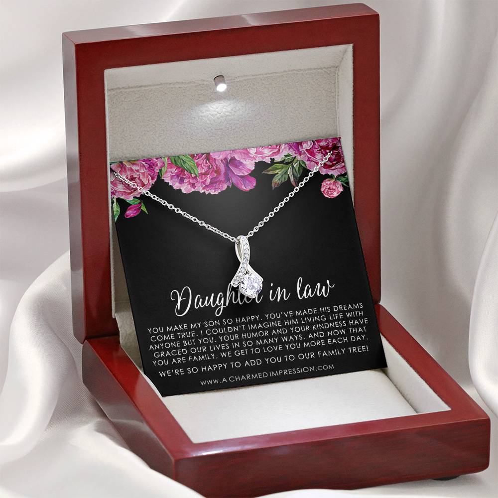 Daughter-In-Law Gift Necklace: Wedding Gift, Jewelry From Mother-In Law, Gift for Bride, Love Knot Necklace 14k White Gold