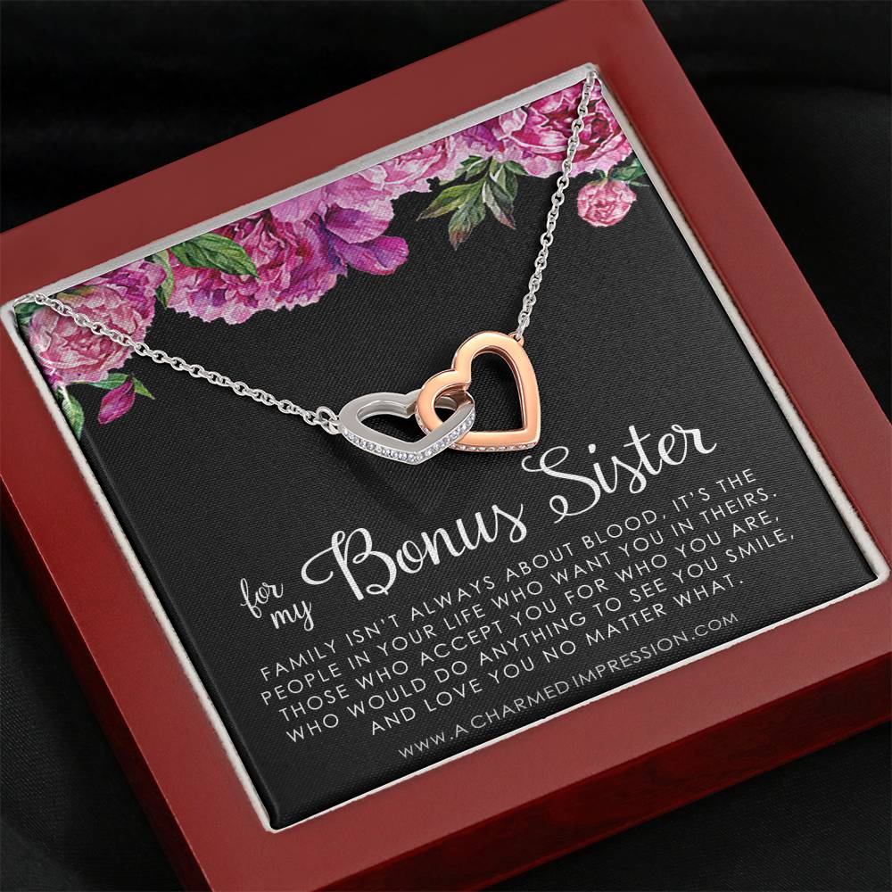 Unbiological Sister Best Friend Gift Jewelry, Long Distance, Quotes, Friends Forever, Interlocking Hearts