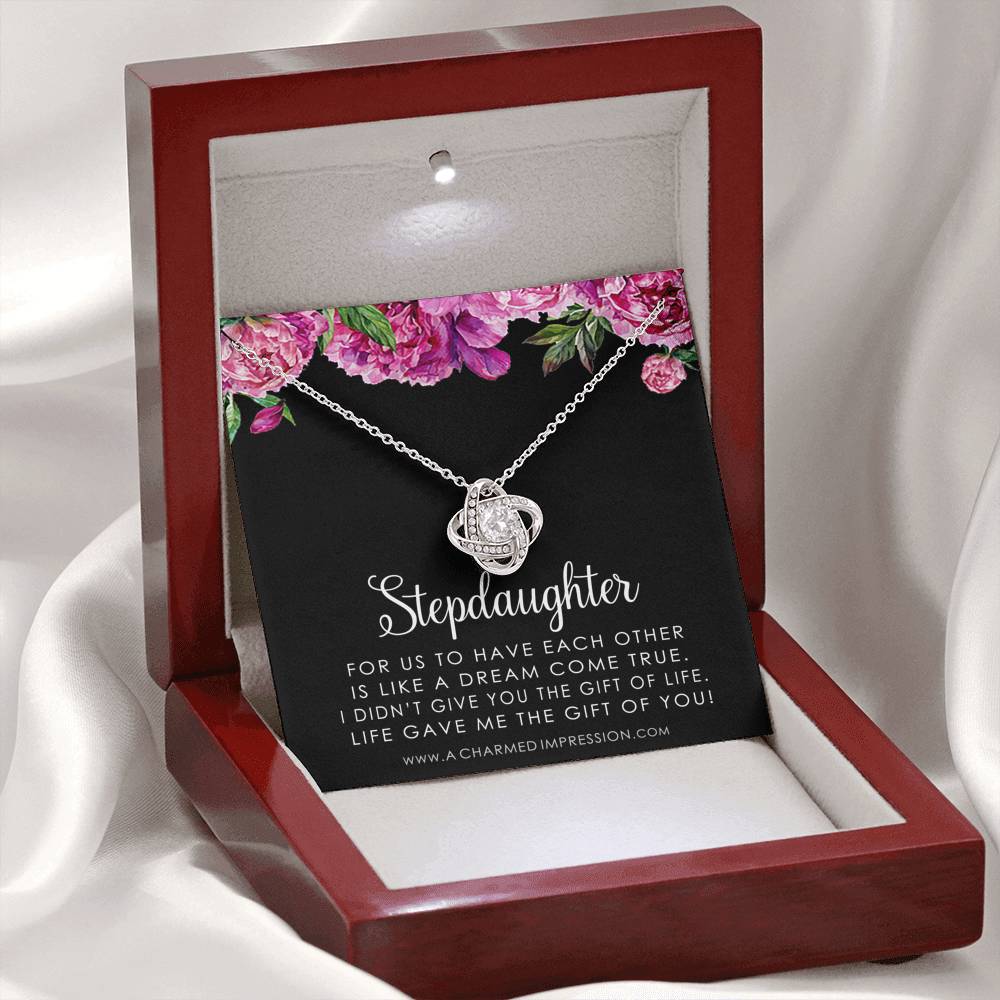 Stepdaughter Gifts from Stepmom Stepdad, Birthday Gifts for Daughter from Mom Dad, Stepdaughter Necklace, Unbiological Daughter Gift