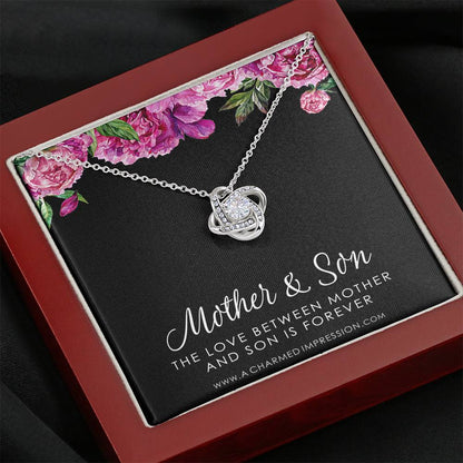 Gifts for Mom - Mother and Son Necklace - Boy Mom Gift - Love Knot Charm - Infinite Love Jewelry - Sterling Silver - Adjustable Length