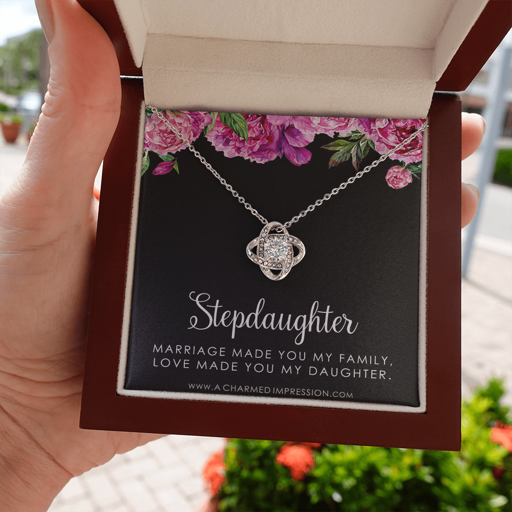 Stepdaughter Gifts from Stepmom Stepdad, Birthday Gifts for Daughter from Mom Dad, Stepdaughter Necklace, Unbiological Daughter Gift