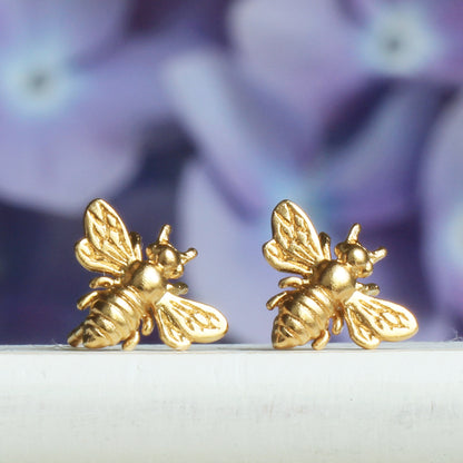 Gold and Silver Bee Earrings, Bee Stud Earrings, Bumble Bee Earrings, Bee Jewelry, Bee Studs, Honey Bee Earrings, Gold Bee Earrings